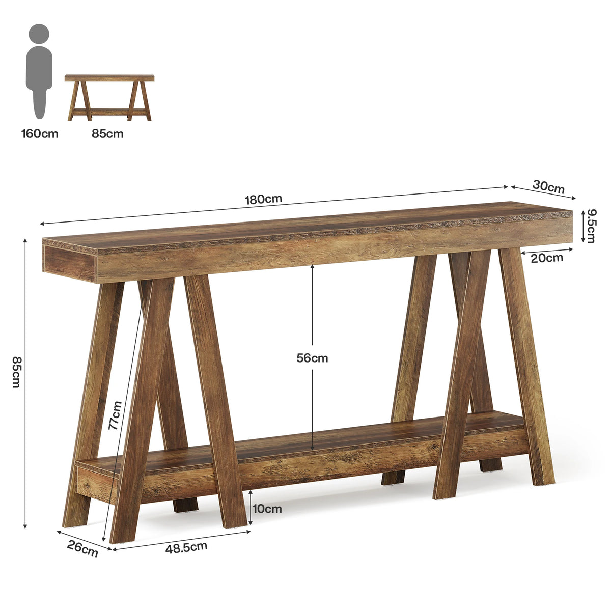 Tribesigns 70.87" Farmhouse Console Table, 2-Tier Entryway Accent Table Behind Sofa for Living Room, Entrance, Foyer