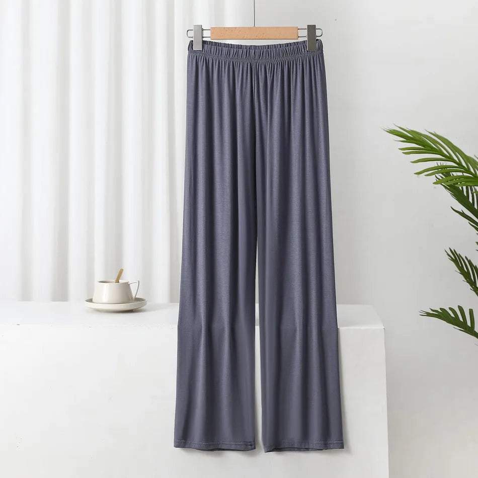 New Summer Knit Women's Modal Pants Loose Casual Wide Leg Pants for Women Bottoms Korean Fashion Home Streetwear Women Clothes