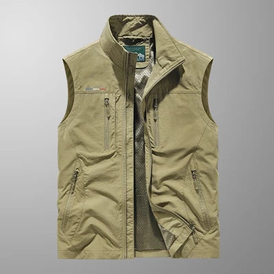 DIMUSI Summer Mens Multi-pocket Vests Casual Man Breathable Mesh Vest Sleeveless Jackets Man Outwear Fishing Waistcoats Clothing