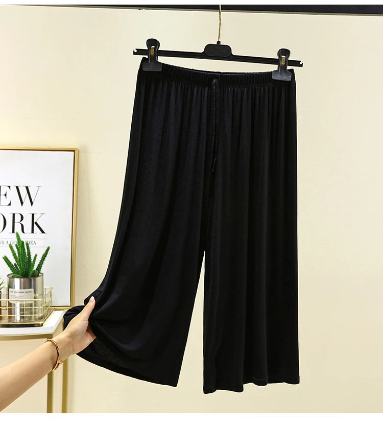 Women's Modal Wide-Leg Pants - High-Waisted Casual Summer Lounge