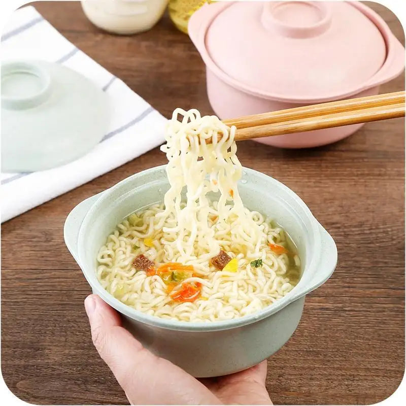Wheat Straw Soup Bowl with Lid - Eco-Friendly Plastic 14x7cm