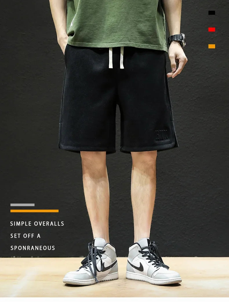 American Style High Street Men's Summer Thin Knit Sweatpants Casual Trendy Brand Plus Size Straight Leg Loose Fit Five Minute Pa