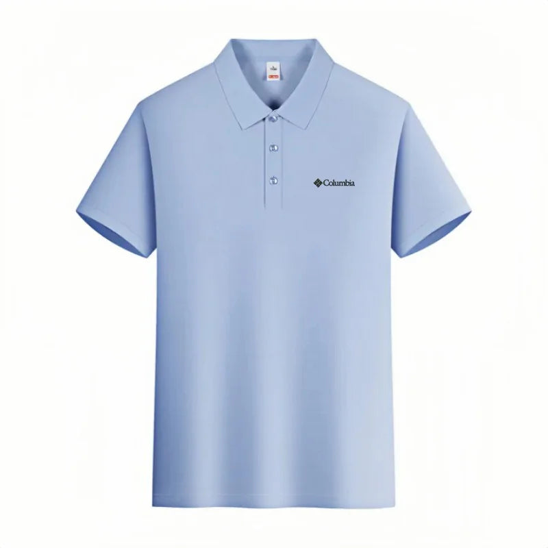 Men's Embroidered Polo Shirt - Short Sleeve Casual Solid Color Top