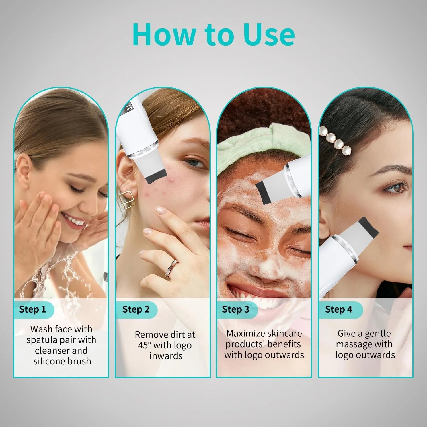 Ultrasonic Skin Scrubber Blackhead Remover Peeling Pore Cleaner Face Cleaning Blackhead Removal Shovel Face Deep Cleaning Device