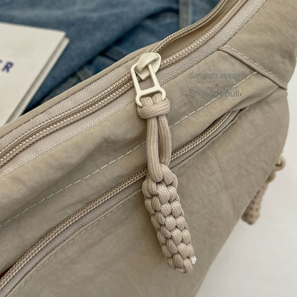 Nylon Crossbody Bags Large Capacity Korean Simplified Shoulder Bag Lightweight Solid Color Dumpling Bag Travel Sports Hobos Bag