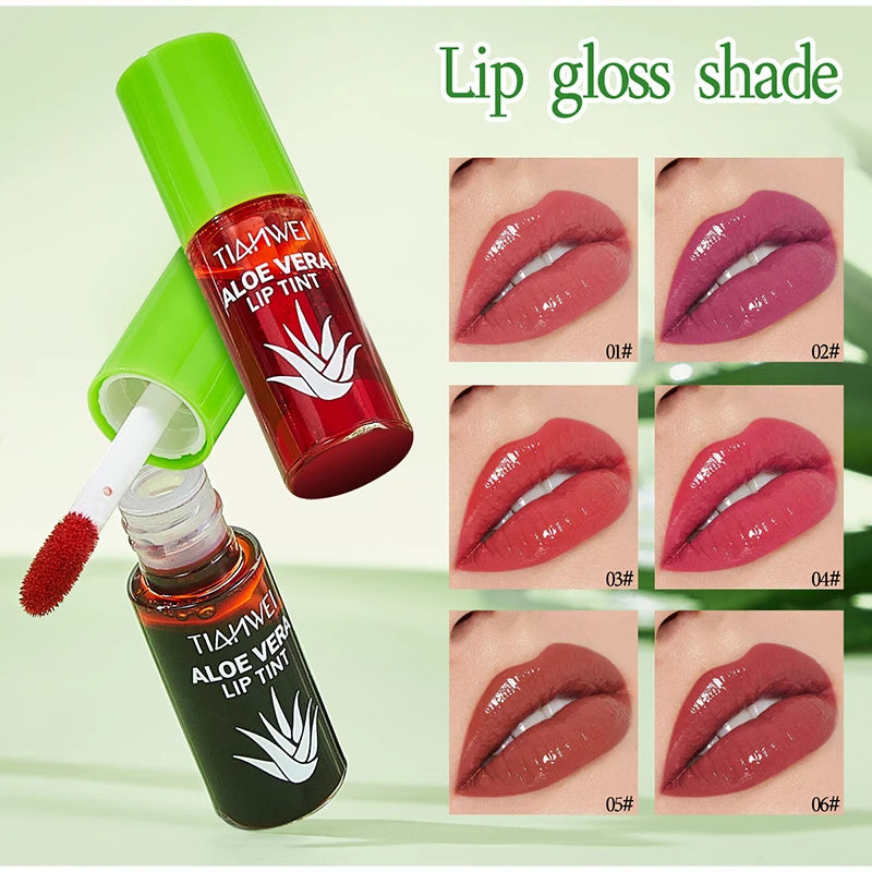 6-Piece Lip Gloss Oil Set,Aloe Vera Liquid Lipstick, Long-Lasting Moisturizing Smudge-Proof Lips Tint ,Non-Sticky Cosmetics