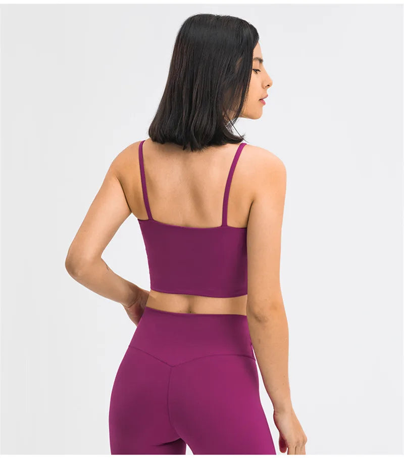 Solid Color Women Sports Bra Comprehensive Training Shockproof Halter Soft Sports Fitness Top Gym Yoga Chest Pad Comprehensive