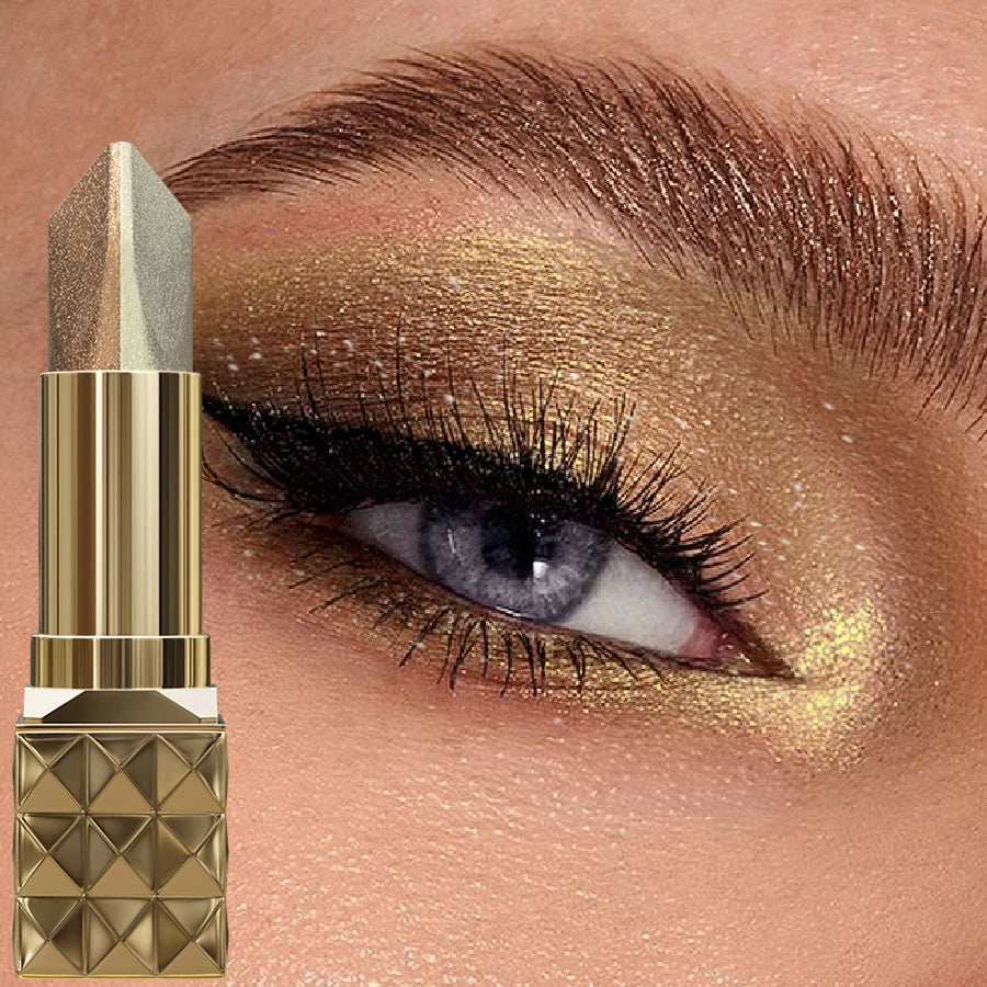 Two Color Eye Shadow Stick Shimmer Glitter Brown Color Dimensional Natural Without Taking Off Makeup Eye Cosmetic For Women'S