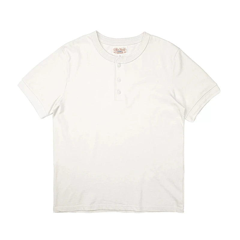 Red Tornado Short Sleeve Henley T-Shirt Heavyweight Cotton Men Every Day Tee Amekaji