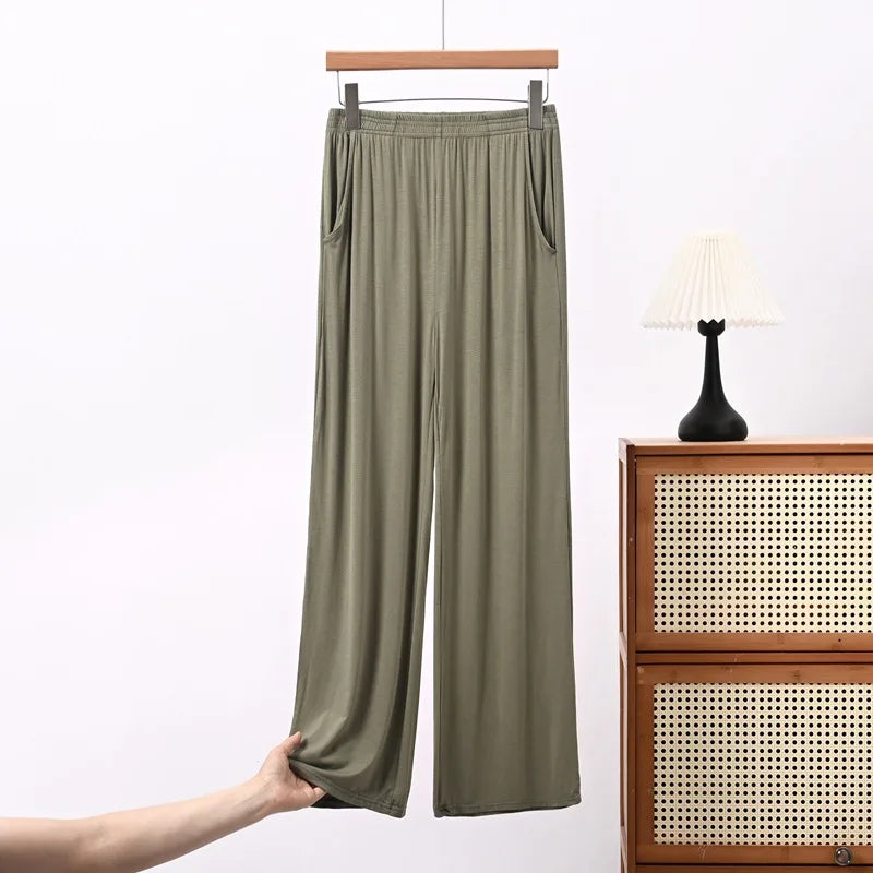 Women's Modal Pajama Pants - Casual Loose Straight Leg Sleep Bottoms
