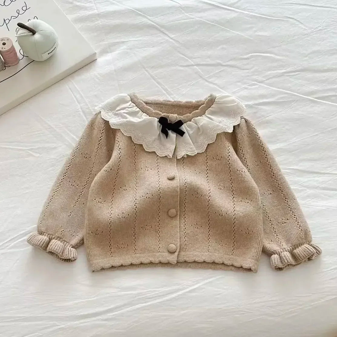 Girls cardigan sweater 12M-7Y children's thin coat Kids knitted long-sleeved clothes