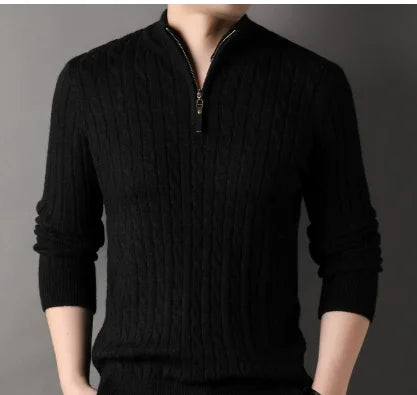 Mens Casual Knit Sweater Premium Warmth With Customizable Fit For Men And Everyday Comfort