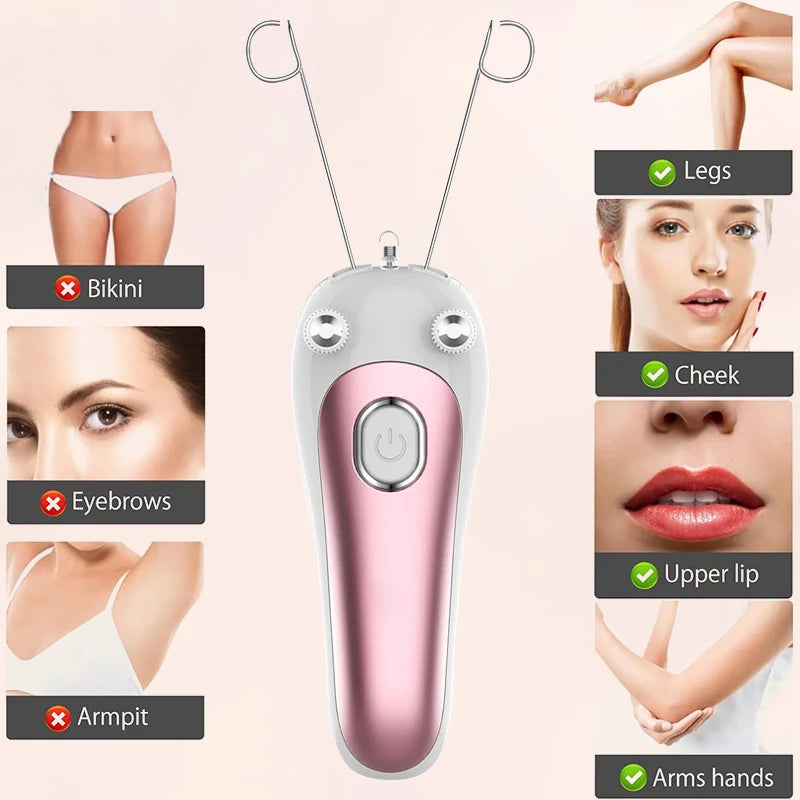 Electric Threading Epilator Women Painless Facial Body Hair Remover Cotton Thread Portable for Face Leg Arm Body Free Shipping