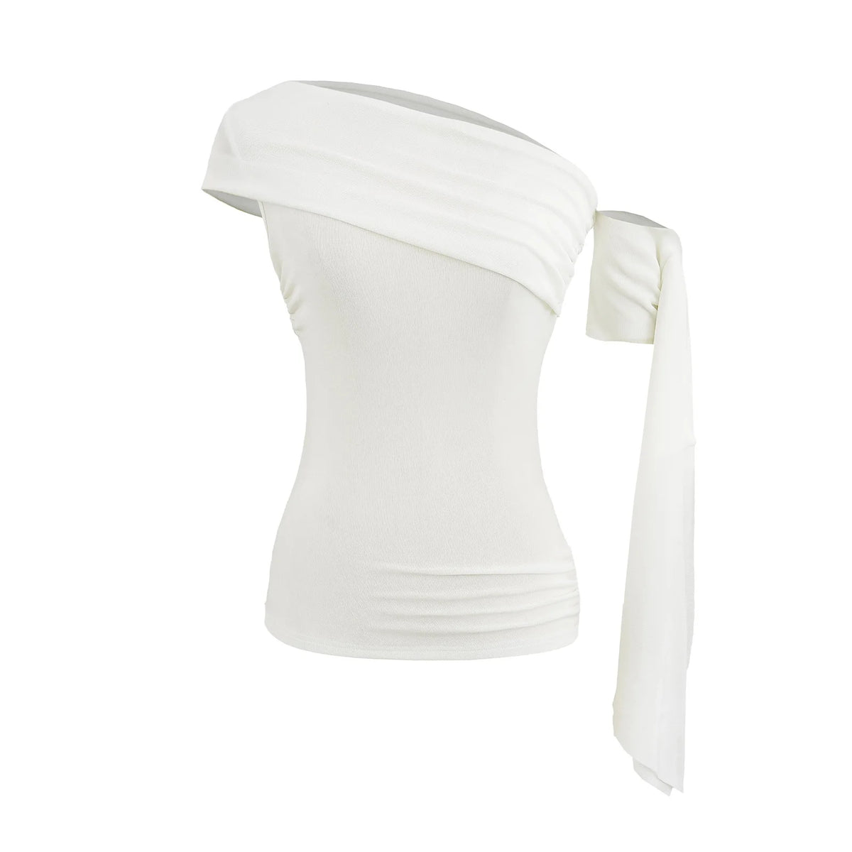 Women's One Shoulder Tube Top Short Sleeve Slim Fit T-Shirt
