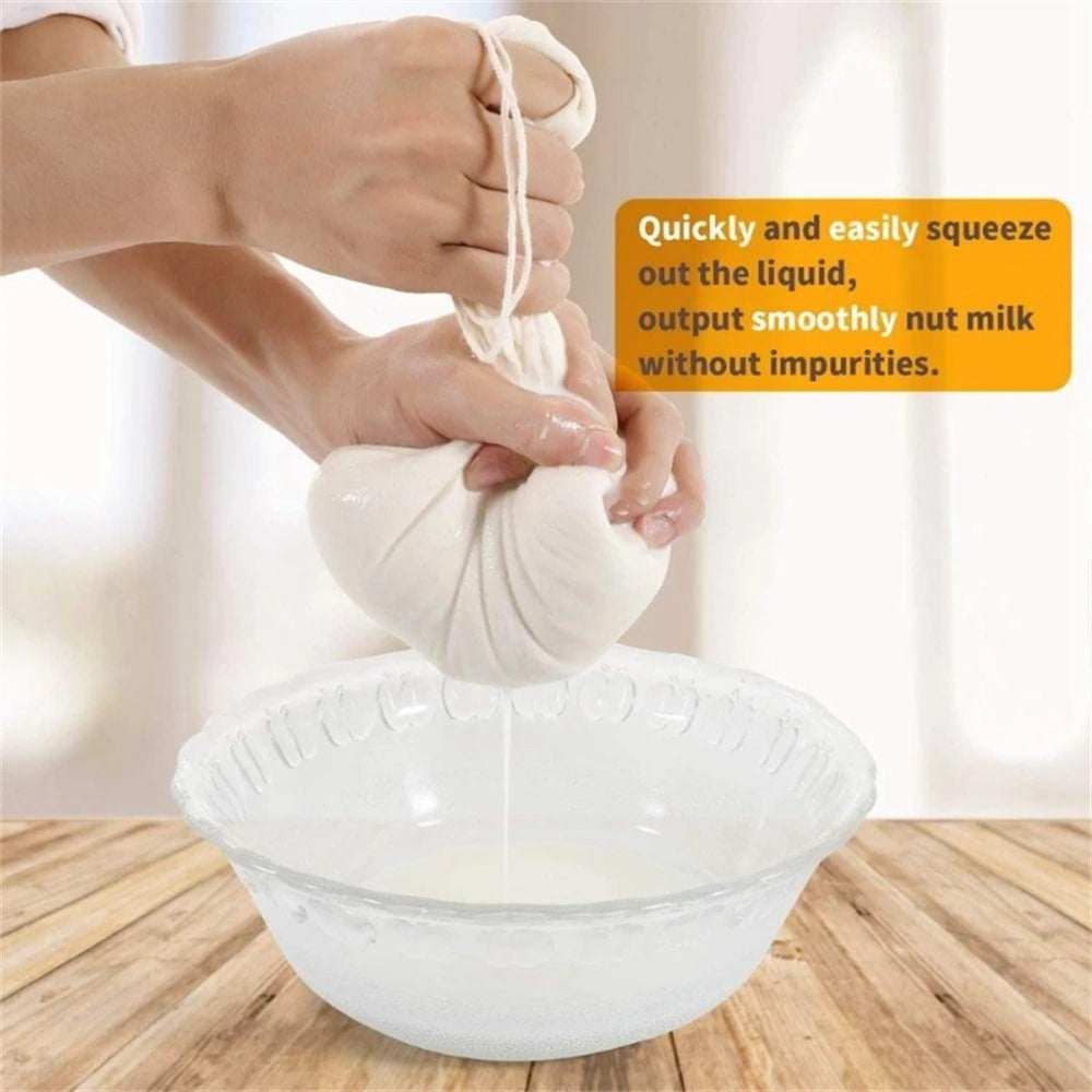 Artículos de cocina de gasa de algodón reutilizables, tela para filtrar tofu y queso, filtro de leche, café, artilugios, comedor, bar, bolsas con cordón para el hogar