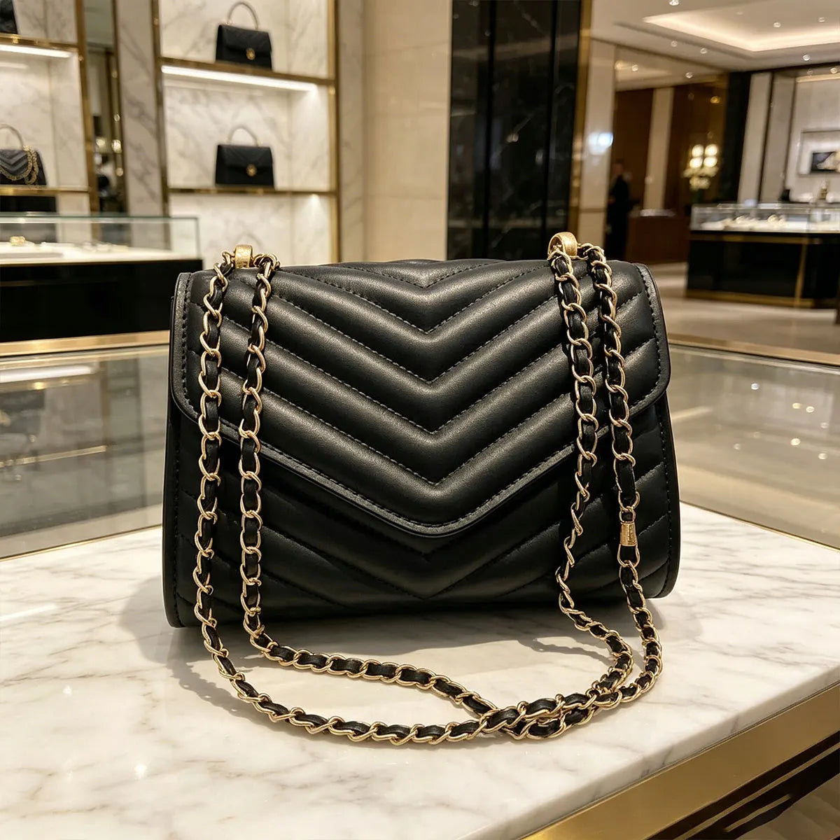Fashionable Elegant Argyle Quilted Small Square Bag Woven Chain Magnetic Suction Buckle Diagonal Cross Bag Commuter Shoulder Bag