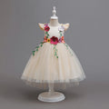 HETISO Princess Dress for Girls Red Christmas Lace Dots Embroidery 3D Flower Formal Party Birthday Gown Kids 2-10 Years