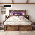 White Queen Storage Bed Bookcase Headboard Charging Station 4 Drawers Wood Platform No Box Spring, Customized