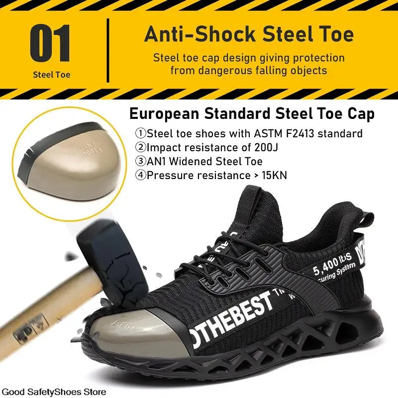 Safety Shoes Men For Work Sneakers Women'S Men Steel Toe Work Shoes Security Protective Shoes Lightweight Anti-Smash Anti-Puncture