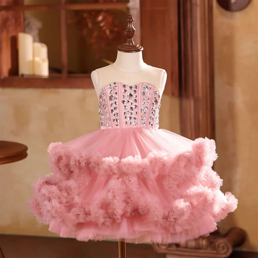 Dreamy Vow D218 Elegant Flower Girl Dress Tiered Beaded Princess Kids Fomal Gown for Wedding Birthday Festival Party Pageant