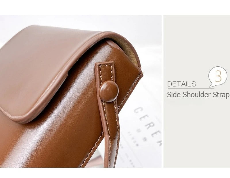 Flap Crossbody Bags Women Mini PU Leather Shoulder Purses and Handbags for Girls Ladies Phone Simple Solid Designer Bag