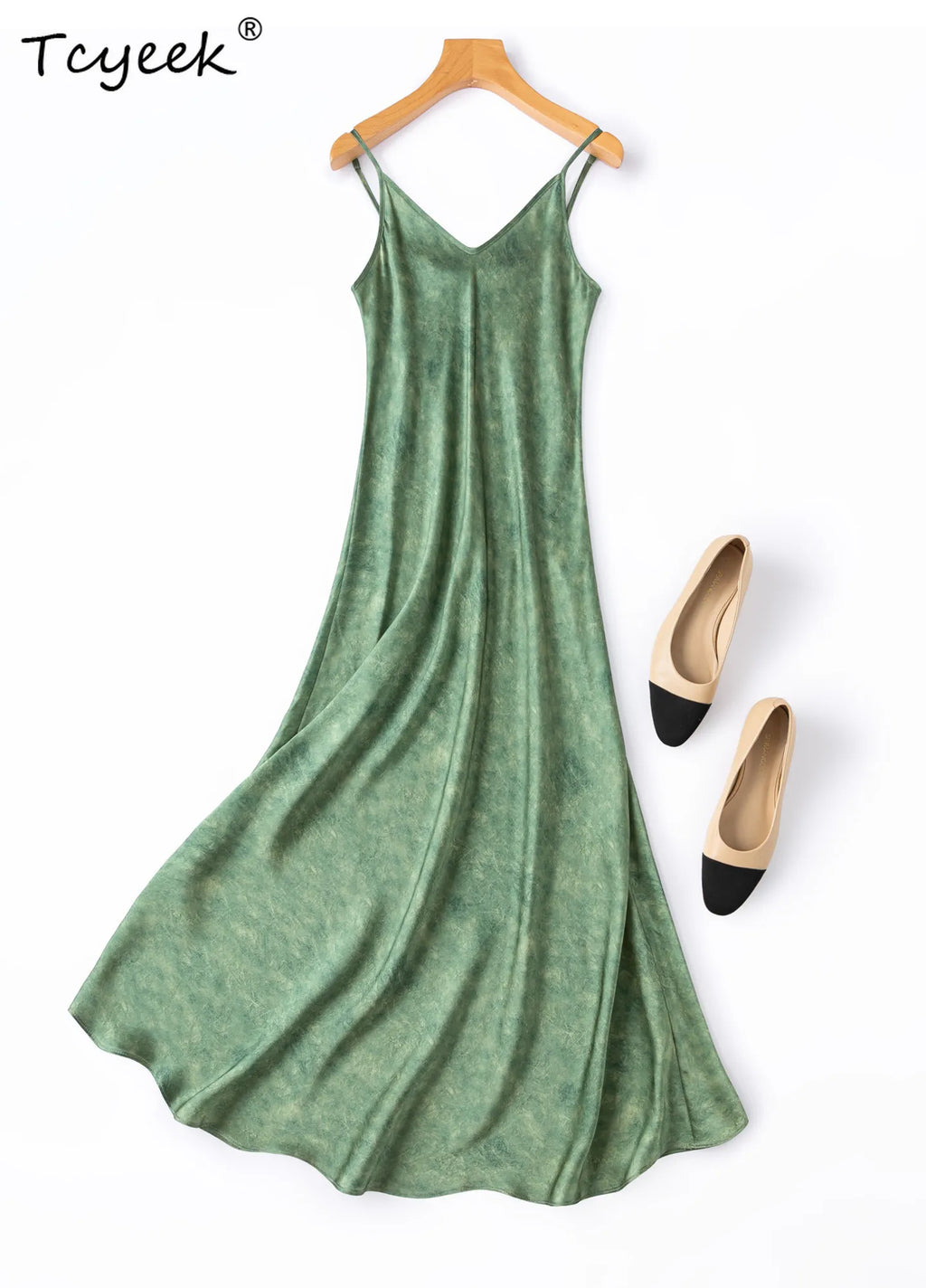 Tcyeek 100% Natural Mulberry Silk Womens Dresses Summer Clothes Elegant Fashion Dress 21MM Silk Maxi Dress 2026 Платье Женское