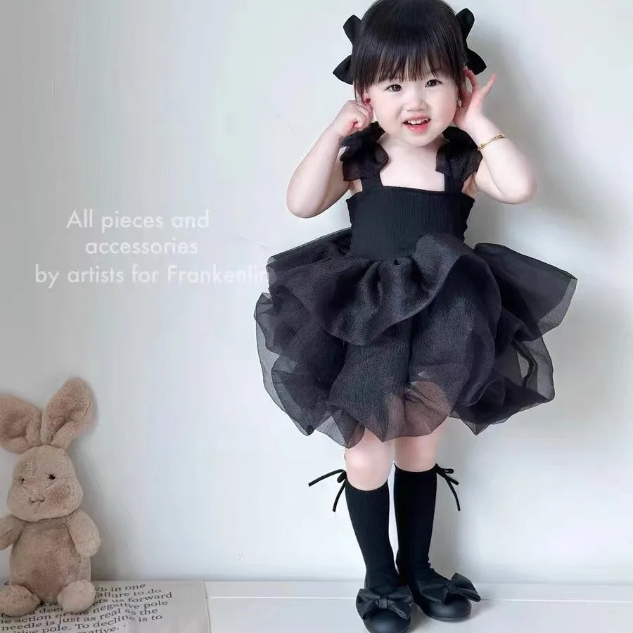 ZOETOPKID Baby Girl Tutu Dress Summer Toddler Slip Tulle Fairy Dresses Fancy Bow Birthday Clothes Princess Party Outfit