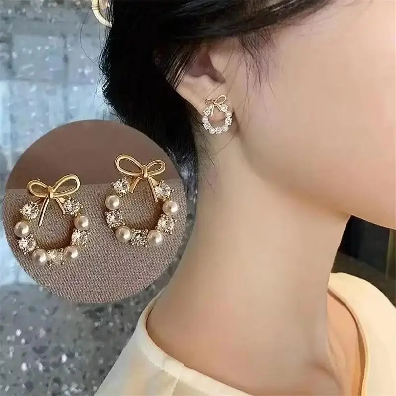 Korean Fashion Zircon Drop Earrings For Women'S Jewelry 2026 Trending New Luxury Women'S'S Geometric Hoop Earrings Pendientes Gifts