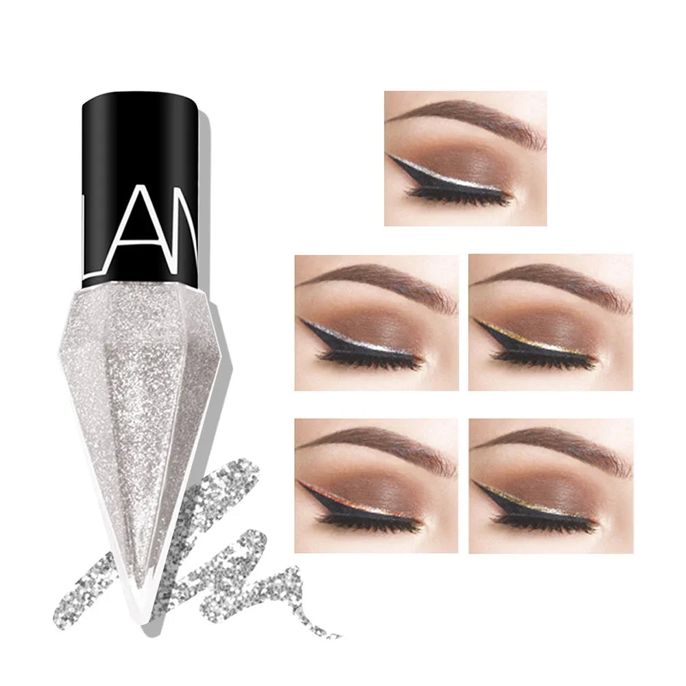 Liquid Eyeliner Professional Shiny Eye Liners Cosmetics for Women Pigment Silver Rose Gold Color Liquid Glitter Eyeliner