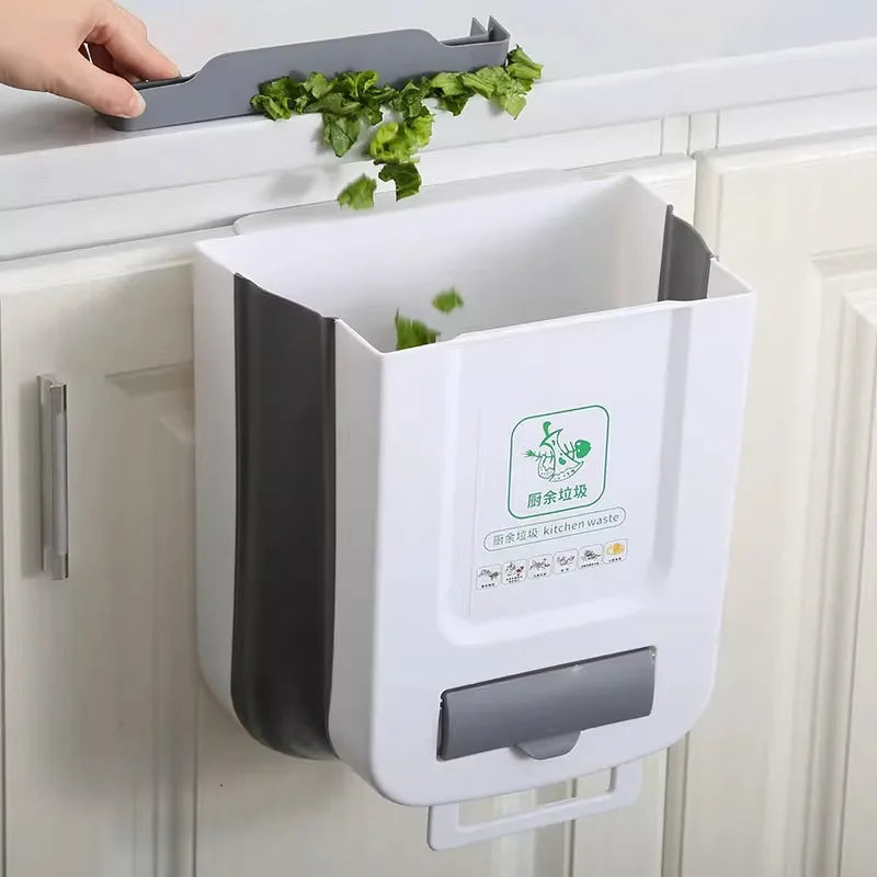 Cubo de basura plegable para cocina, cubo de basura de pared, cubo de basura para puerta de armario de cocina, cubo de basura plegable para vehículos