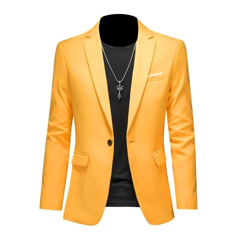 Boutique Fashion Mens Blazer Solid Color Premium High End Suit Jacket For Men Groom Wedding