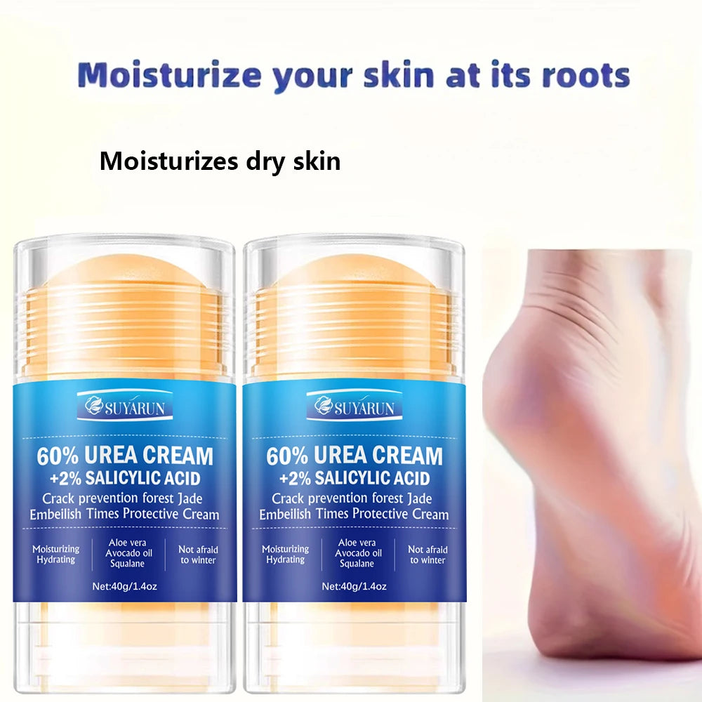SUYARUN 60% Urea Foot Care Cream Stick - Intensive Cracked Heel Repair, Callus Remover for Dry Feet - Fast Absorbing Foot Skin.