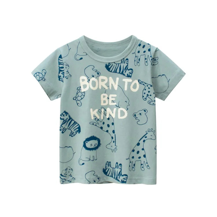 Tsaujia Boys' Short Sleeve Cotton T-Shirt - Cartoon Print Active Top