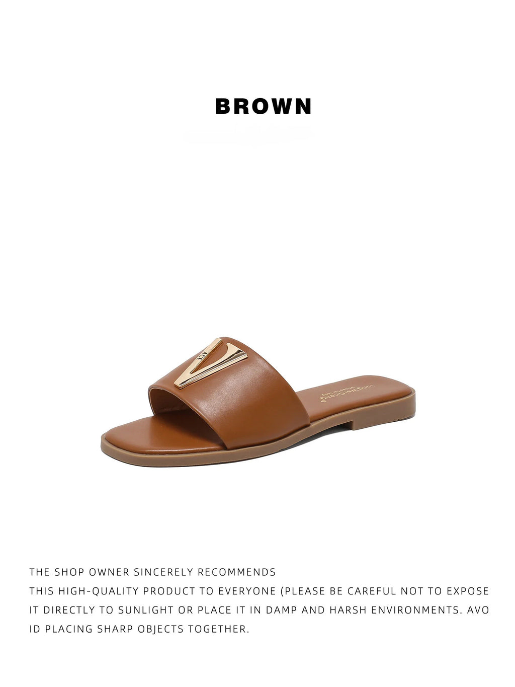Women's Metal Letter Decorative Flat Slippers - Casual Beach Shoes