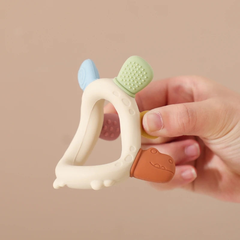 BPA-Free Baby Dinosaur Silicone Teether Sensory Toy Easy to Grip Infant Care Food Grade Baby Toy Newborn Gift Babies Accessory
