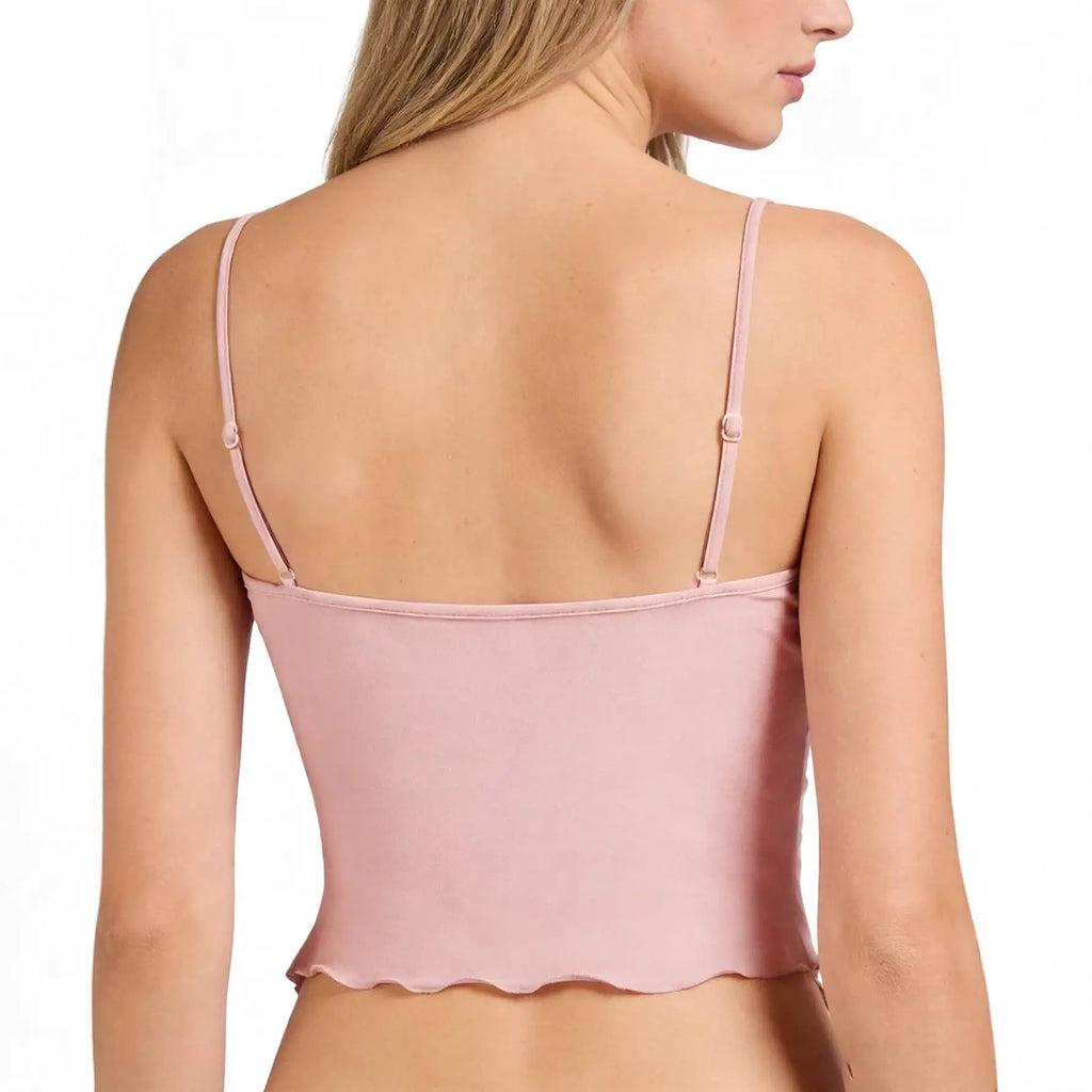 Street Style  Knot Pink Crop Top Women's Fashionable Outerwear Vest Polyester Fiber Summer Collection