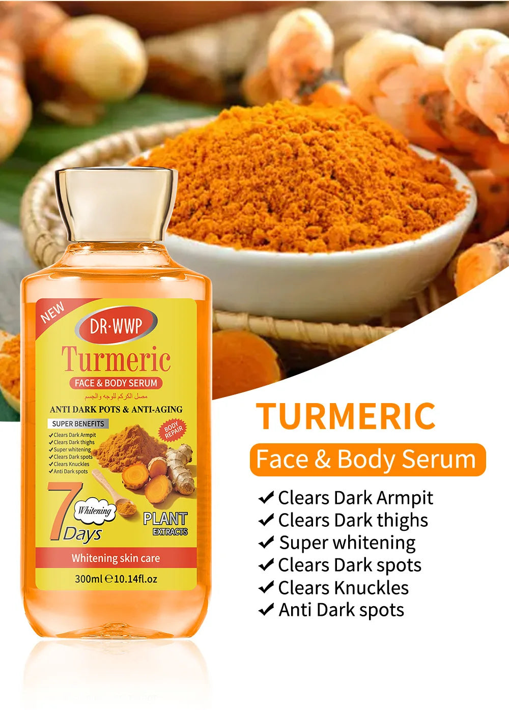 Turmeric Facial Serum Skincare Moisturizing Facial Exfoliating Body Lotion Hydrating Brightening Skin Softening Body Care Scrub