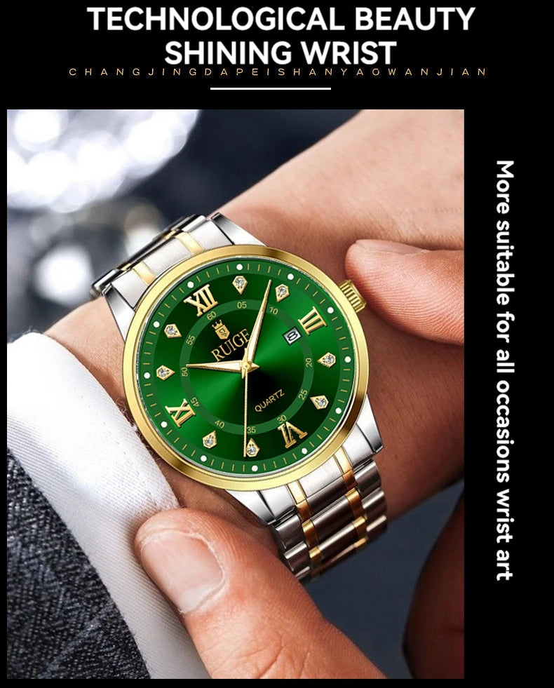 RUIGE Fashion Men's Watch Roman Scale Minimalist Men's Famous Watch Night Glow Waterproof Trendy Watch