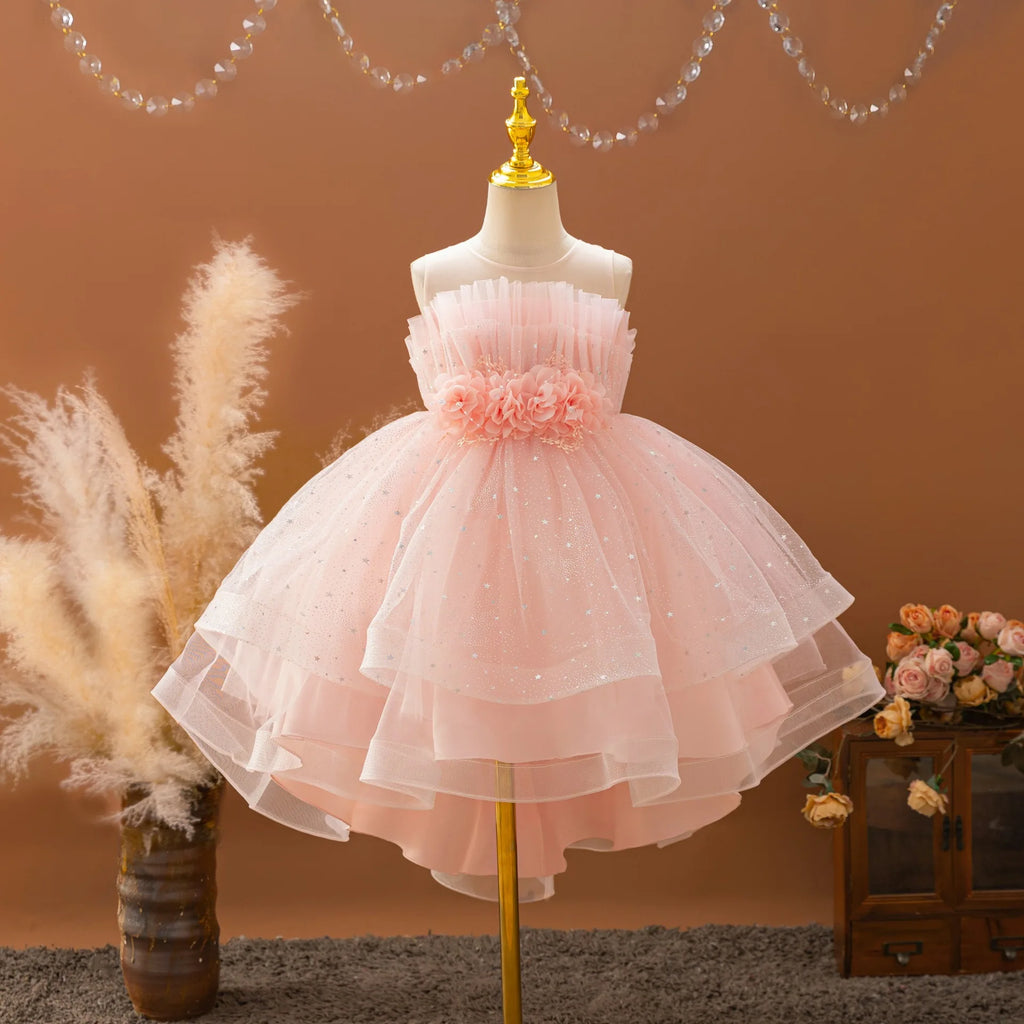 HETISO Elegant Trailing Flower Girl Dress for Weddings And Party Kids Galaxy Style Prom Gown 3-10 Years