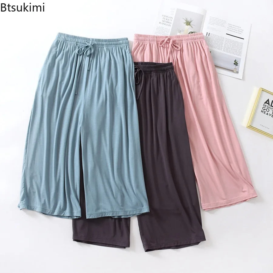 Btsukimi Women's Modal Blend Pajama Pants - Loose Cropped Sleepwear