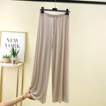 Plus size L to 6XL U-Neck Women's wide leg pants high waist Loose Long pant solid color Casual drapped trousers all match