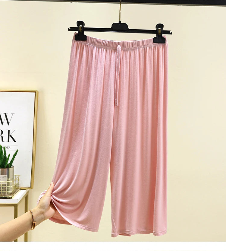 Women's Modal Wide-Leg Pants - High-Waisted Casual Summer Lounge