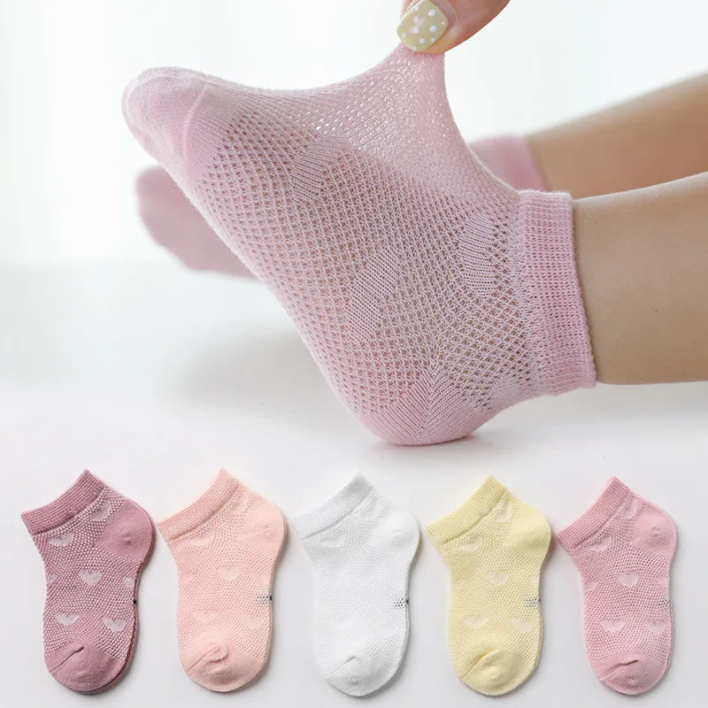 Kids Ultrathin Mesh Boat Socks – 5 Pairs, Ages 0-5Y