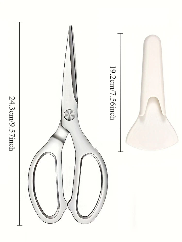 Stainless Steel Kitchen Scissors, Powerful Multifunctional Household Scissors for Meat, Poultry, Free Magnetic Scissors Cover