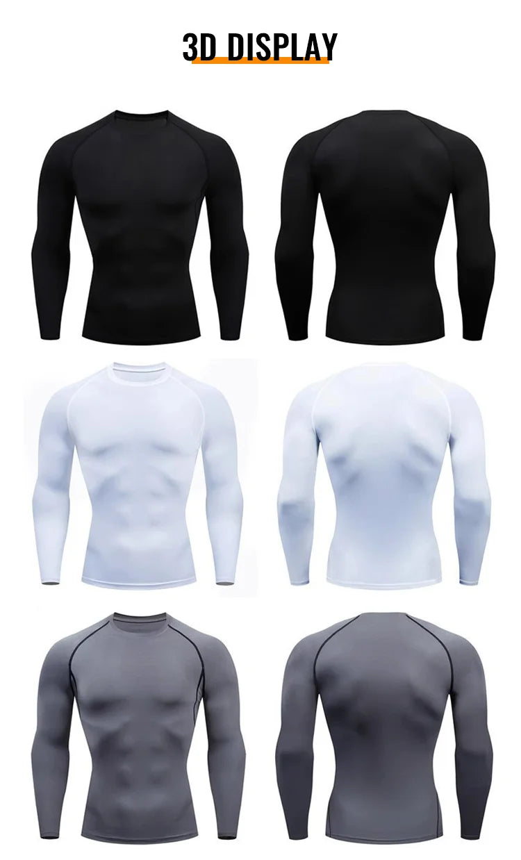 Compression Running Shirt Men Quick Dry Long Sleeve Sportswear For Male Gym Clothing Fitness Tee Training Workout Muscle Top