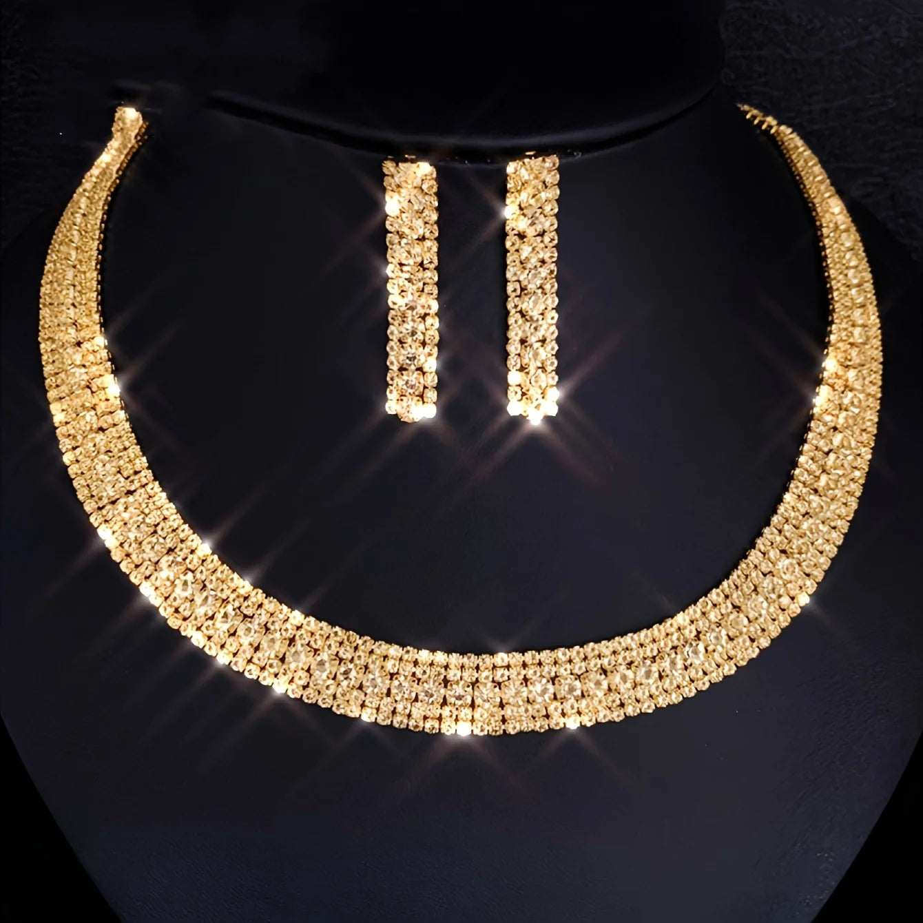 Women'S Rhinestone Jewelry Set Wedding Accessories Elegant Necklace Earrings Bridal Jewelry Set Birthday Gifts
