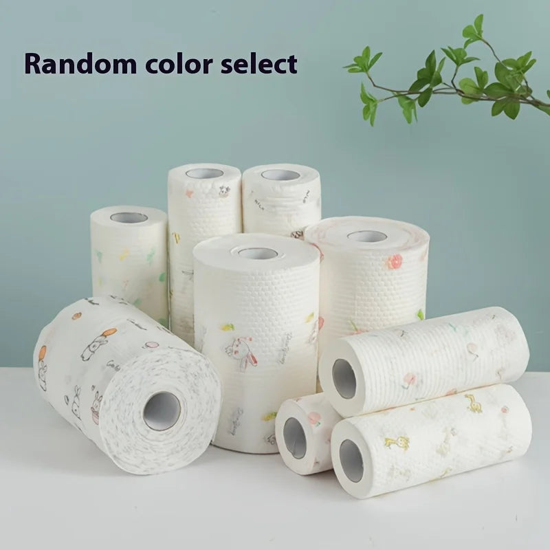 Washable Reusable Kitchen Paper Roll, Thick Pearl Embossed Non-Woven Cleaning Cloths, Oil Absorbent Dish Wipes for Kitchen Home