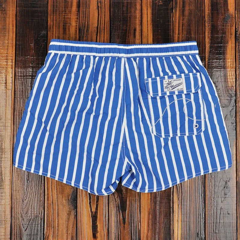 Men Clothing 2026 Beach Pants Men's Beach Vacation White Striped Shorts Hot Spring Swimming Trunks with Lining