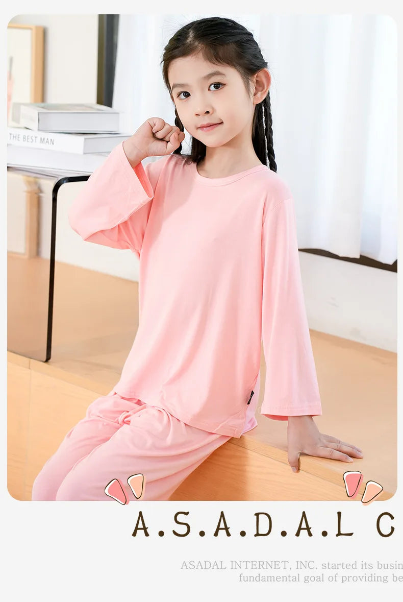 Unisex Kids Long Sleeve Pajamas Set - Cotton Blend Sleepwear