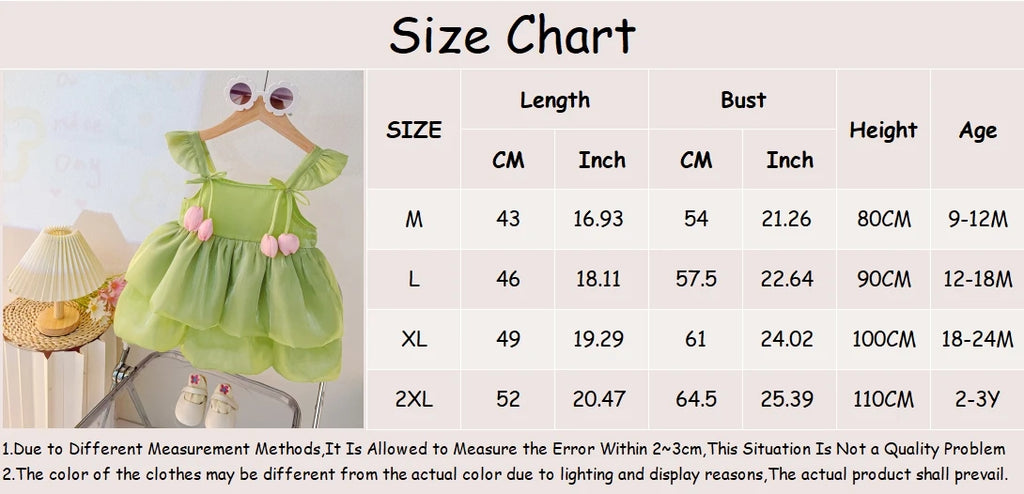 Girls Dresses Summer Mesh Multi-Layer Tulip Baby Girl Dresses Cute Little Fly Sleeve Girls Princess Dresses Baby Girl Clothes